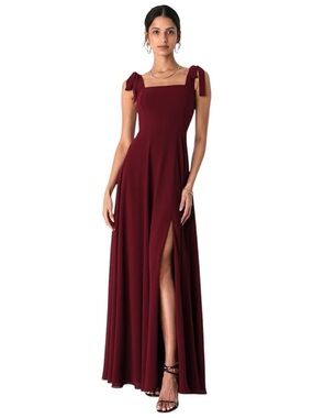 Lulus Love Me Forever Burgundy Square Neck Maxi Dress- Small